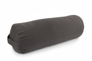 Tamsiai pilka grikių lukštų pagalvė "Cilindras"_Dark grey bolster yoga pillow